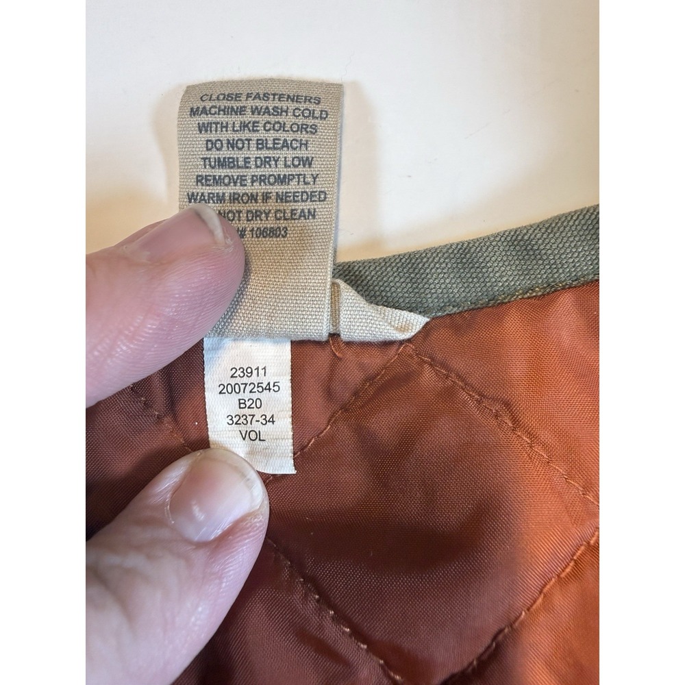 Duluth Trading Co Quilted Lined Work Vest Men's XXL Olive Green Full Zip Utility - Picture 5 of 8